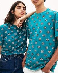 T-shirt unisex in cotone con stampa paisley e collo rotondo Lacoste LIVE