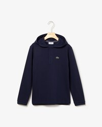 Polo con cappuccio da bambino Lacoste a maniche lunghe in piqu&eacute; tinta unita