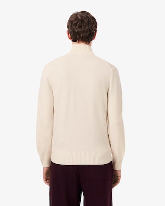 Maglione con zip in lana cardata