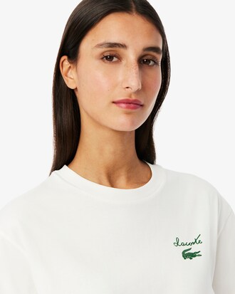 Abito t-shirt oversize in jersey con marchio