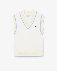 Gilet in maglia di cotone a coste a righe