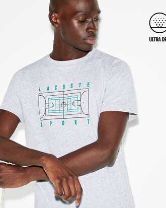 T-shirt da tennis da uomo in jersey tecnico con stampa e collo rotondo Lacoste SPORT