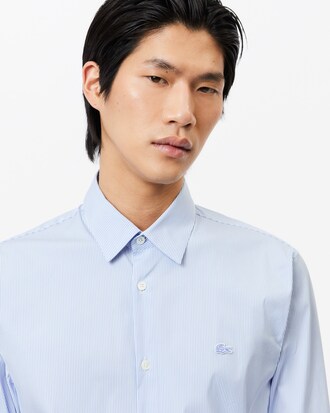 Camicia a righe in popeline stretch slim fit