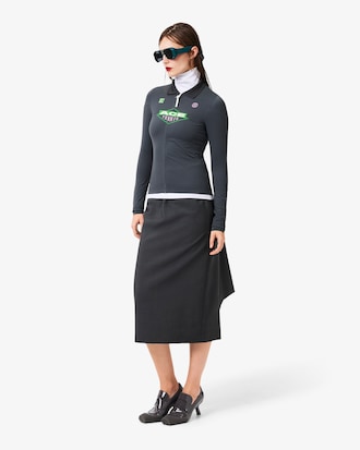 Polo aderente elasticizzata con zip Runway