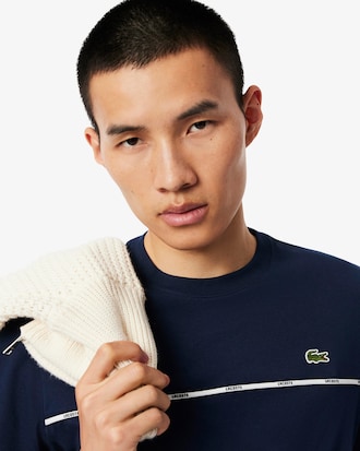 T-shirt in jersey di cotone con bordo Lacoste