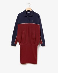 Vestito polo da donna in cotone con motivo color block bi-materiale