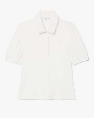 Polo slim fit con maniche a sbuffo in jersey fluido