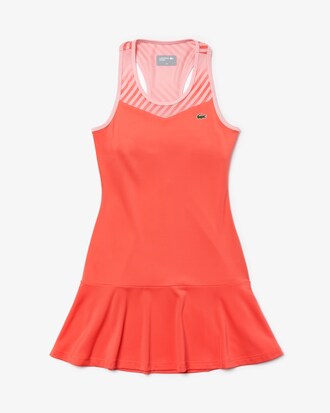 Vestito da tennis da donna in jersey con rete stampata e scollo nuotatore Lacoste SPORT