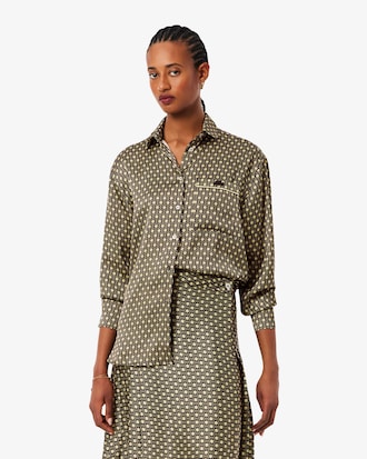 Camicia oversize in raso stampato