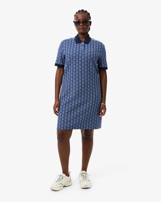 Vestito polo in jacquard con monogramma slim fit