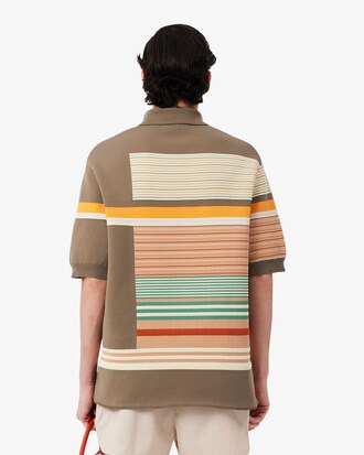 Maglione con collo a polo a righe testurizzato Runway