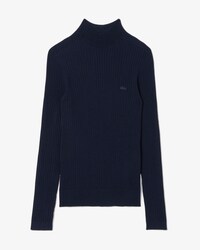 Maglione a collo alto in maglia di lana merinos a coste