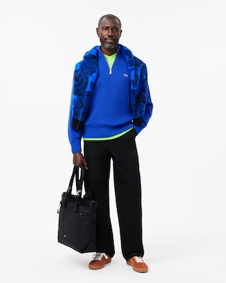 Maglione a collo alto in lana cardata con zip