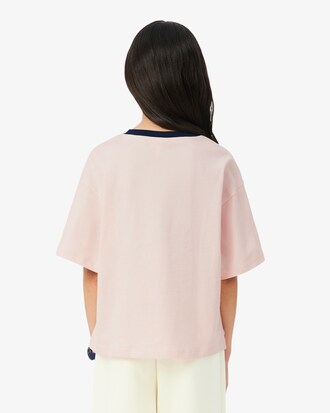 T-shirt in cotone con stemma a contrasto