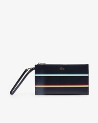 Clutch con zip Chantaco in pelle piqué a righe colorate da donna
