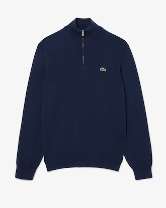 Pullover in cotone a collo alto con zip