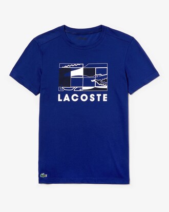 T-shirt da uomo traspirante con motivo di campo da tennis Lacoste SPORT