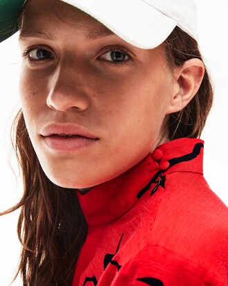 Camicia da donna in canvas con stampa mimetica Lacoste LIVE