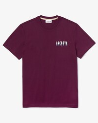 T-shirt da uomo in cotone con scritta Lacoste effetto 3D e collo rotondo