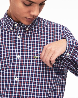 Camicia da uomo in popeline di cotone a quadri a contrasto regular fit