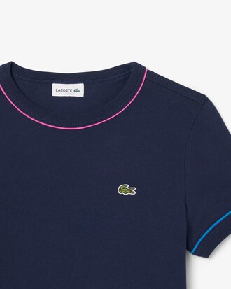 T-shirt in cotone con bordo a contrasto
