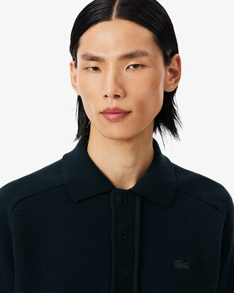 Maglione con collo a polo in feltro di lana Runway