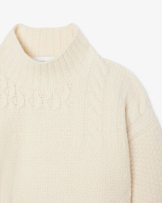 Maglione in lana a collo alto effetto patchwork