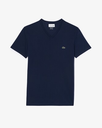 T-shirt con collo a V in jersey di cotone Pima leggero