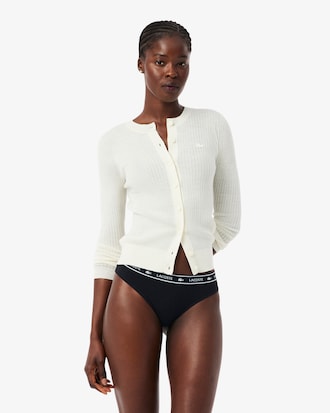 Tanga in cotone stretch con logo in vita