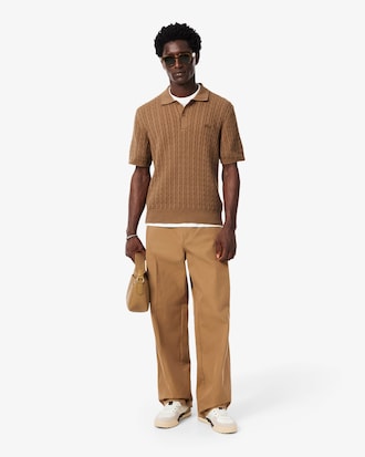 Polo classic fit in maglia a trecce di cotone