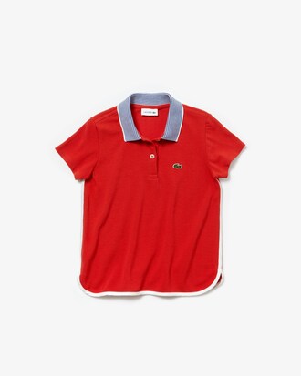 Collo a polo con 2 bottoni e bordi a costine