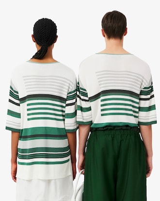 T-shirt oversize a righe in raso Runway