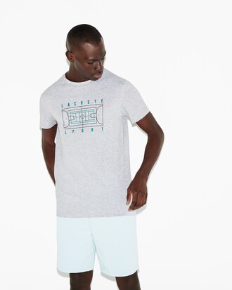 T-shirt da tennis da uomo in jersey tecnico con stampa e collo rotondo Lacoste SPORT