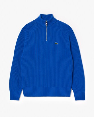 Maglione a collo alto in lana cardata con zip