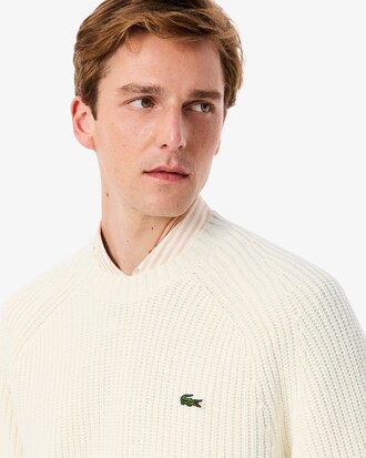 Maglione spesso in lana cardata con zip sul collo