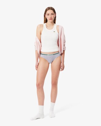 Slip in cotone stretch con vita a contrasto