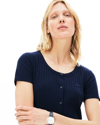 Vestito lungo da donna a costine con bottoni