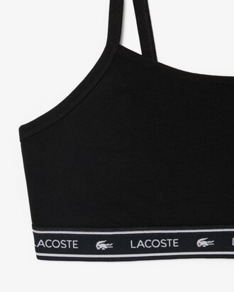 Bralette in cotone stretch con fascia con logo