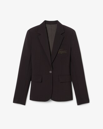 Blazer in lana slim fit con logo ricamato