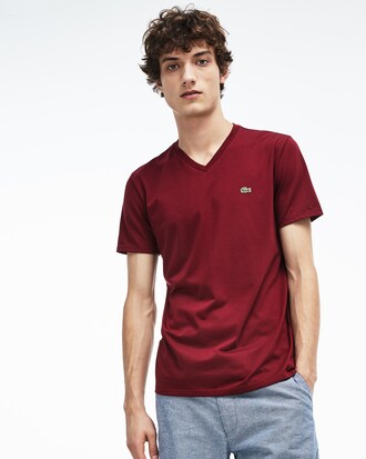 T-shirt con collo a V in jersey di cotone Pima leggero