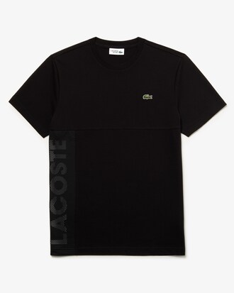T-shirt da uomo in cotone ultra leggero con scritta e collo rotondo Lacoste SPORT