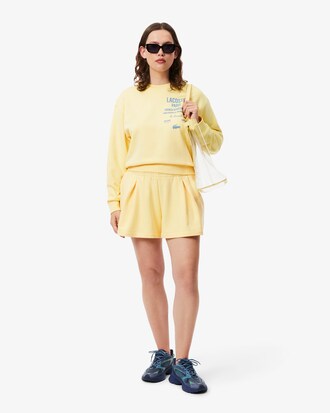Shorts in tessuto felpato plissettato