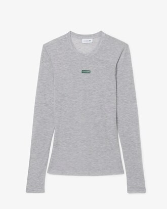 T-shirt a maniche lunghe con etichetta con logo