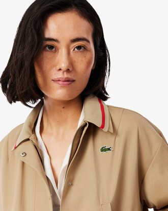 Giacca oversize in twill con logo e collo a polo