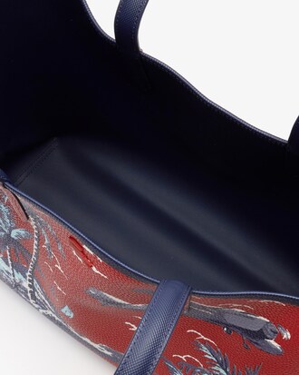 Tote bag con zip Anna double face, con pochette e stampa hawaiana da donna