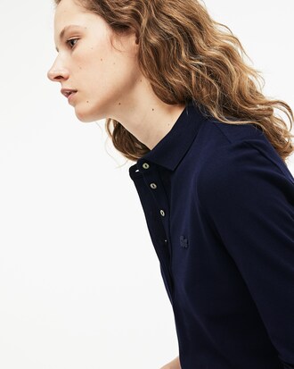 Abito a polo slim fit con maniche a tre quarti in mini piqu&eacute; stretch