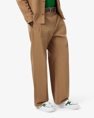 Pantaloni loose fit in twill a pieghe