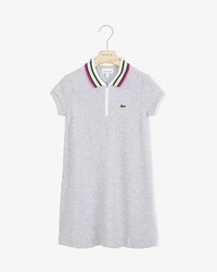 Vestito a polo da bambina in piqu&eacute; di cotone con collo con zip