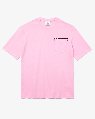 T-shirt unisex in cotone con tasca e scritta loose fit Lacoste LIVE