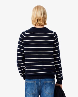 Maglione girocollo a righe in cotone